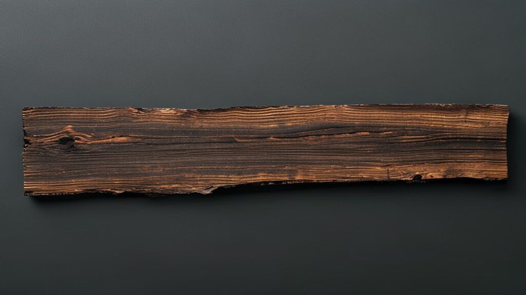 Finished live-edge imbuia board showing smoky chocolate-brown expressive grain